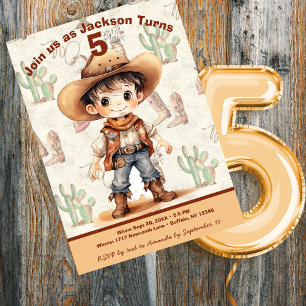 Cowboy 5. Geburtstag Bash Einladung