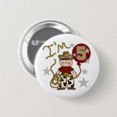 Cowboy 5. Geburtstag T - Shirt und Geschenke Button (Vorne & Hinten)