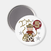 Cowboy 5. Geburtstag T - Shirt und Geschenke Magnet (Vorderseite/Rückseite)
