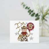 Cowboy 5. Geburtstag T - Shirt und Geschenke Postkarte (Stehend Vorderseite)