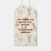 Cowboy 5th Birthday Bash Geschenkanhänger (Rückseite)