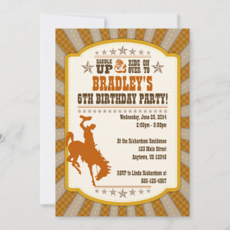 Cowboy 6. Geburtstagsparty Einladung