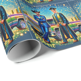 Cowboy Abschluss Typ mit Lieferwagen Truck Custom Geschenkpapier