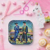 Cowboy Abschluss Typ mit Lieferwagen Truck Custom Pappteller (Party)