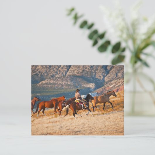 Cowboy als Wildpferd 2 Postkarte (Stehend Vorderseite)