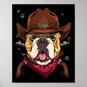 Cowboy American Bulldog Country Music Rodeo Howdy Poster
