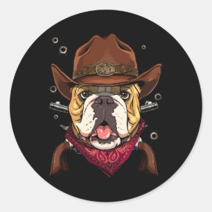 Cowboy American Bulldog Country Music Rodeo Howdy Runder Aufkleber