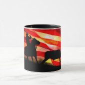 Cowboy American Flag Steer Roping Rodeo Tasse (Zentrum)
