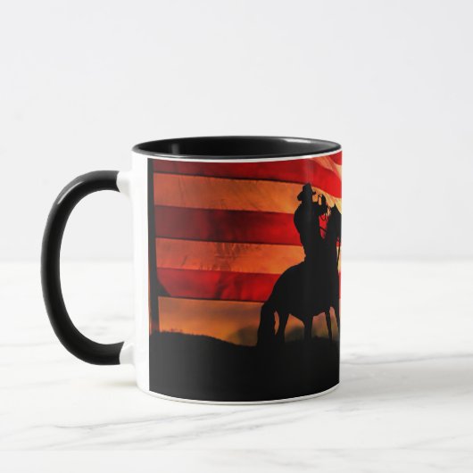 Cowboy American Flag Steer Roping Rodeo Tasse (Links)
