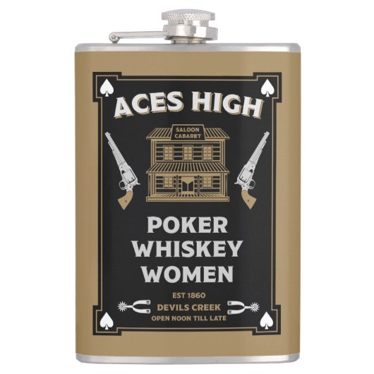Cowboy American Frontier Saloon Flachmann (Vorderseite)