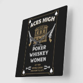 Cowboy American Frontier Saloon Quadratische Wanduhr (Winkel)