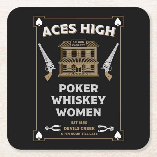 Cowboy American Frontier Saloon Rechteckiger Pappuntersetzer (Vorderseite)