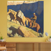 "Cowboy and Pack Horse" von Maynard Dixon Leinwanddruck (Insitu (Wohnzimmer))