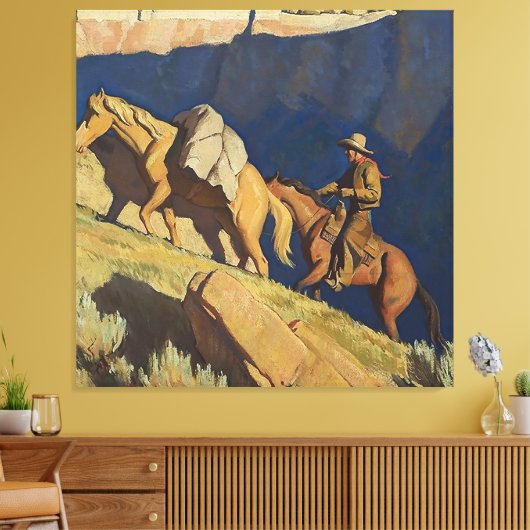 "Cowboy and Pack Horse" von Maynard Dixon Leinwanddruck (Insitu (Wohnzimmer))