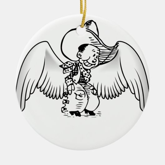 Cowboy Angel Keramikornament (Vorne)