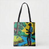 Cowboy-Angler am Flussufer Tasche (Vorderseite)