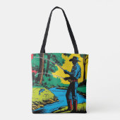 Cowboy-Angler am Flussufer Tasche (Rückseite)