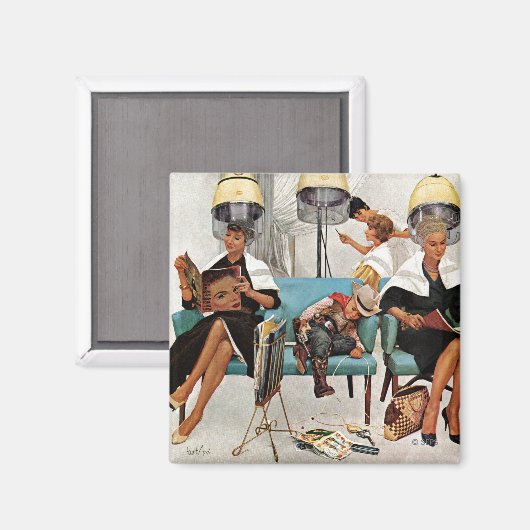 Cowboy Asleep in Beauty Salon Magnet (Vorderseite/Rückseite)