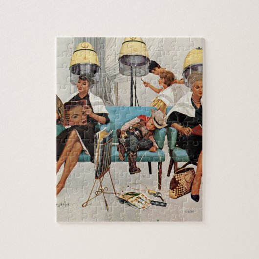 Cowboy Asleep in Beauty Salon Puzzle (Vertikal)