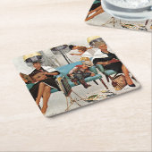 Cowboy Asleep in Beauty Salon Rechteckiger Pappuntersetzer (angewinkelt)