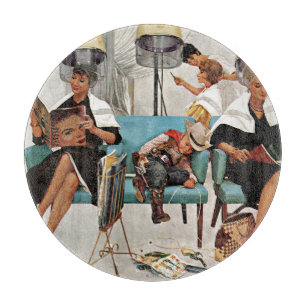 Cowboy Asleep in Beauty Salon Schneidebrett