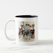 Cowboy Asleep in Beauty Salon Zweifarbige Tasse (Links)