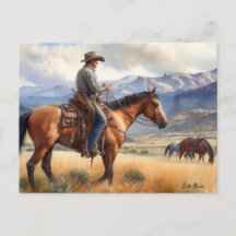 Cowboy auf Buckskin Pferd