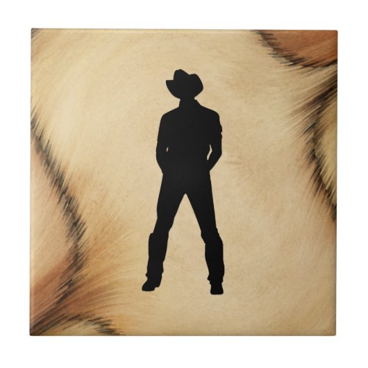 Cowboy auf Cowhide Fliese (Vorderseite)