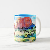 Cowboy auf dem Laufenden Zweifarbige Tasse (VorderseiteRechts)
