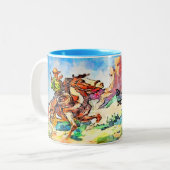 Cowboy auf dem Laufenden Zweifarbige Tasse (Vorderseite Links)