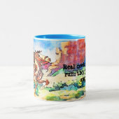 Cowboy auf dem Laufenden Zweifarbige Tasse (Mittel)