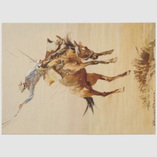 Cowboy auf einem bockenden Pferd #2 von Edward Bor Seidenpapier