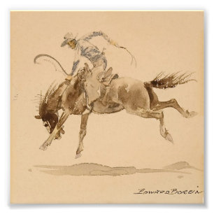 Cowboy auf einem bockenden Pferd von Edward Borein Fotodruck