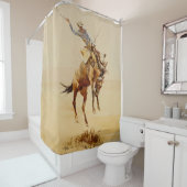 Cowboy auf einem Buckpferd #2 von Edward Borein Duschvorhang (Beispiel)