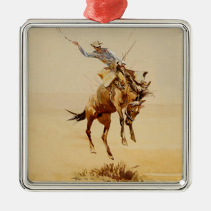 Cowboy auf einem Buckpferd #2 von Edward Borein Ornament Aus Metall