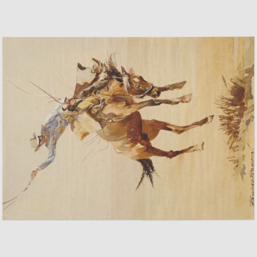 Cowboy auf einem Buckpferd #2 von Edward Borein Seidenpapier (Vorderseite)