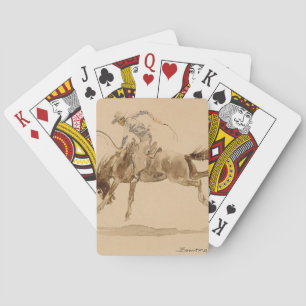Cowboy auf einem Buckpferd von Edward Borein Spielkarten