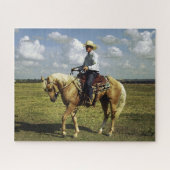 Cowboy auf einem Palomino-Pferd Puzzle (Horizontal)