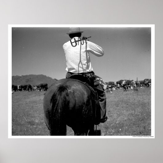 Cowboy auf einem Pferd mit zwei Marken. Poster (Vorne)