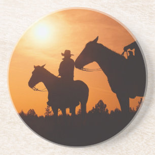 Cowboy auf einem Pferd Sandstone Coaster Untersetzer