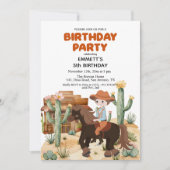 Cowboy auf Pferd 5. Geburtstagsparty Einladung (Vorderseite)