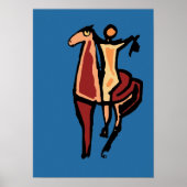 Cowboy auf Pferd Abstrakt 2 Poster (Vorne)