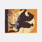 Cowboy auf Pferd bei Sonnenuntergang Personalisier Fleecedecke (Vorderseite (Horizontal))