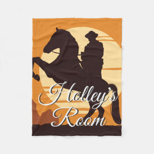 Cowboy auf Pferd bei Sonnenuntergang Personalisier Fleecedecke