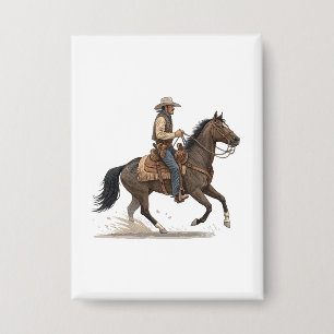 Cowboy auf Pferd Button