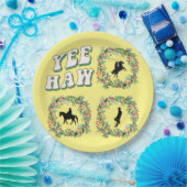 Cowboy auf Pferd howdy y'all Boots gelb Pappteller (Party)