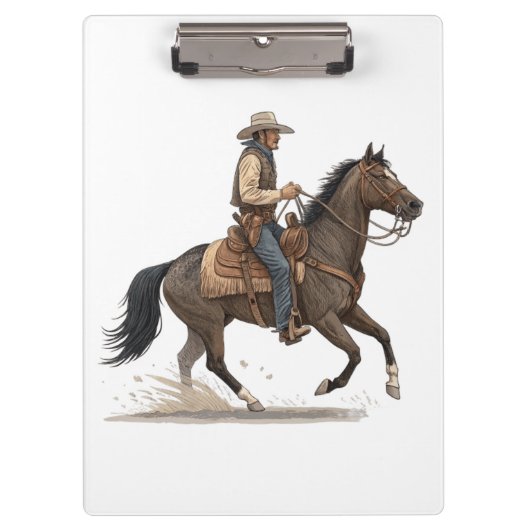 Cowboy auf Pferd Klemmbrett (Vorderseite)