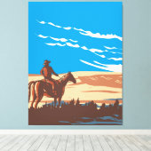 Cowboy auf Pferd Leinwanddruck (Insitu (Holzboden))