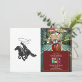 Cowboy auf Pferd mit Lasso Einladung (Stehend Vorderseite)