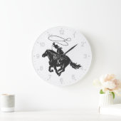 Cowboy auf Pferd mit Lasso Große Wanduhr (Zuhause)